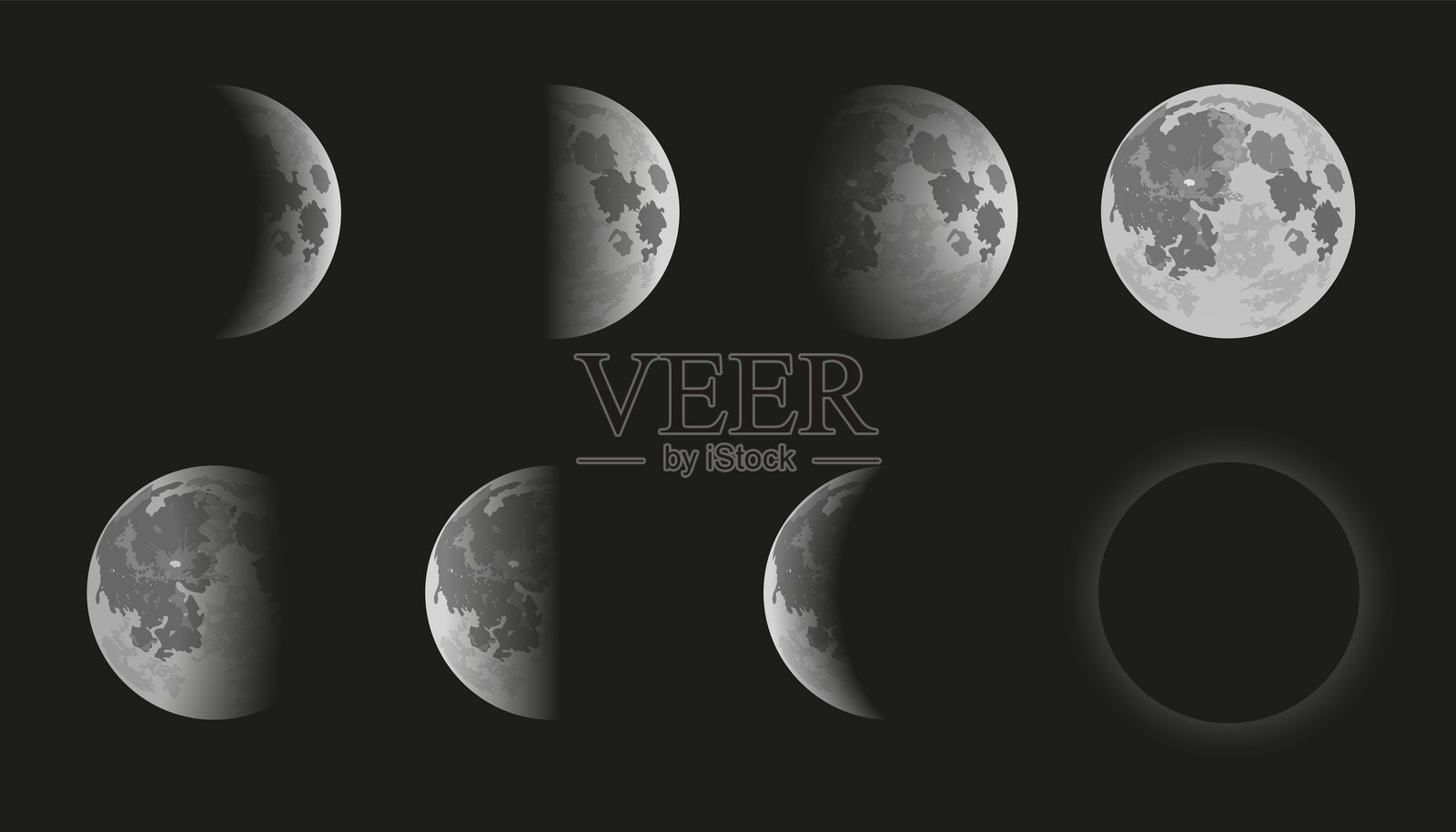 月相矢量插图黑色背景插画图片素材