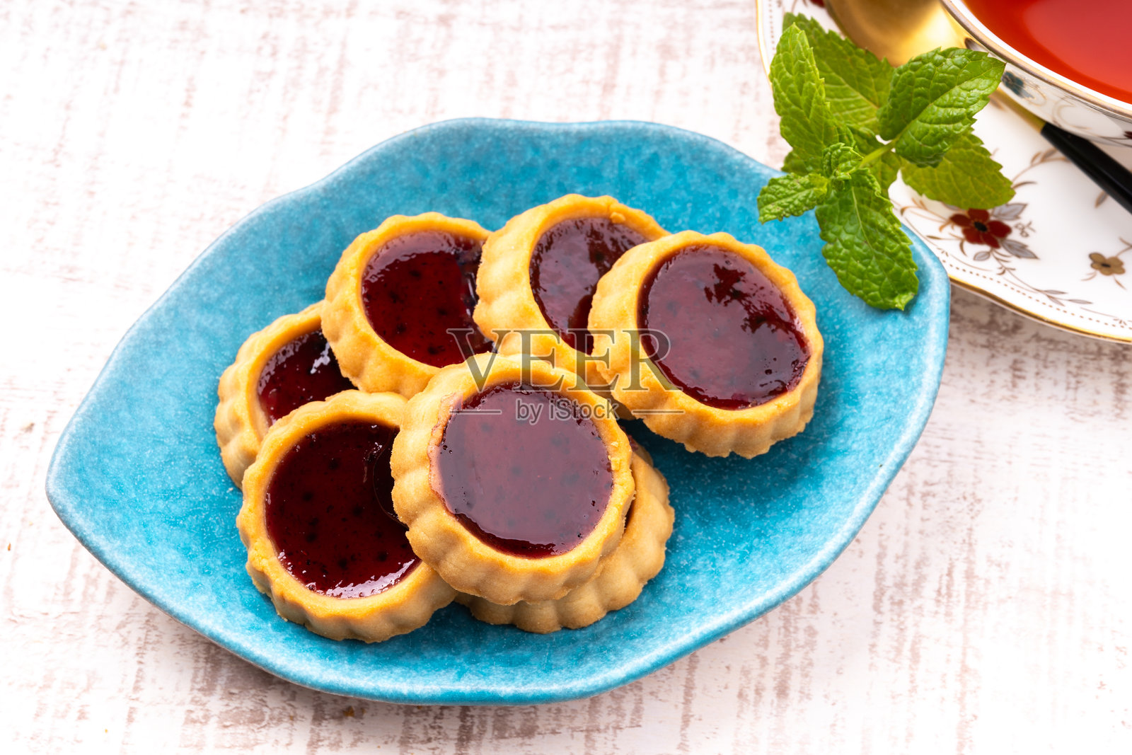 蓝莓蛋挞照片摄影图片