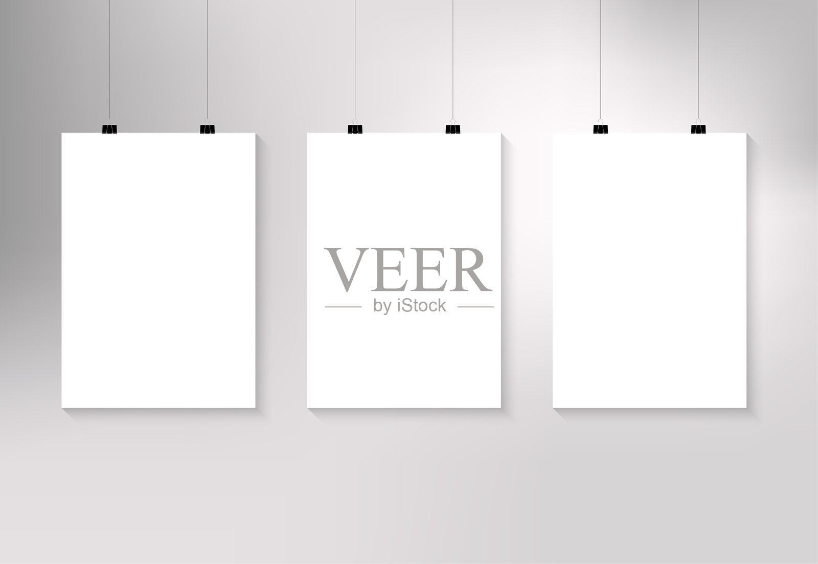 用回形针挂纸插画图片素材