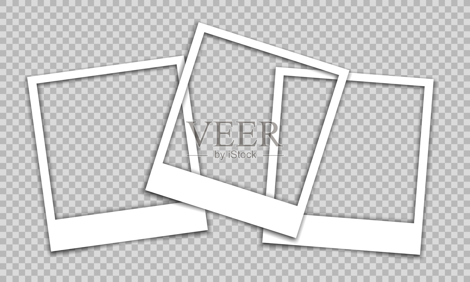 矢量空相框与阴影隔离在透明的背景。模板模型照片设计。插画图片素材