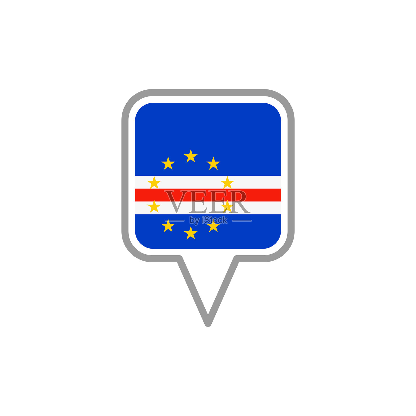 佛得角-国旗别针广场图标。插画图片素材