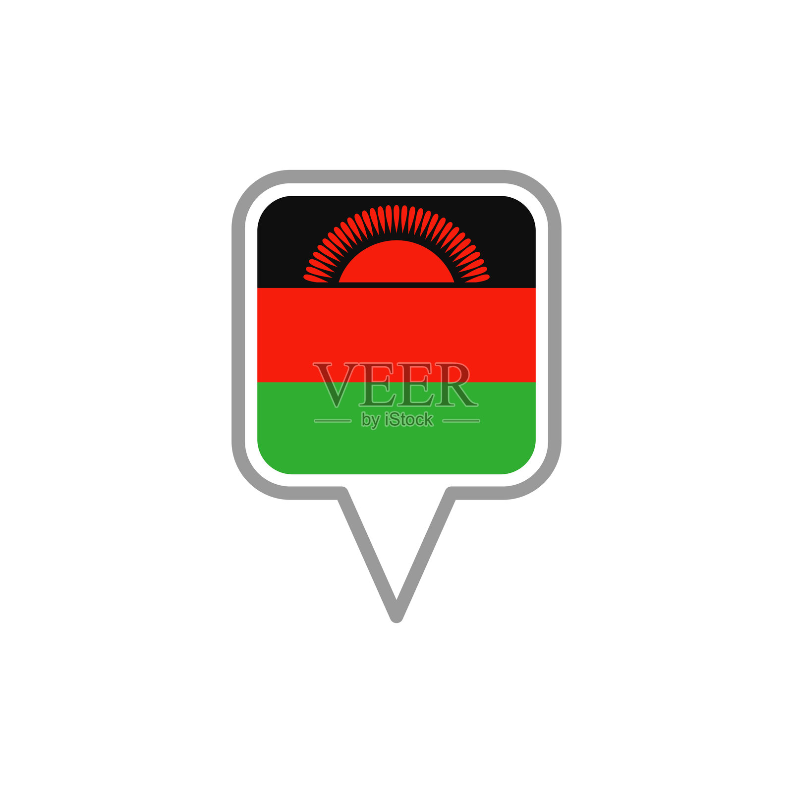 马拉维-国旗别针广场图标。插画图片素材