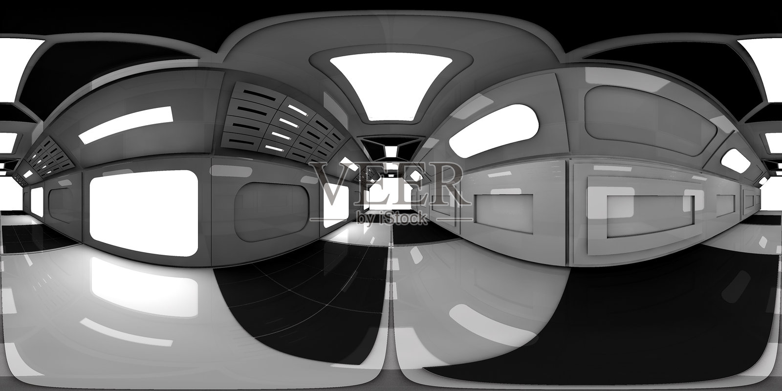 HDRI未来的宇宙飞船走廊,光滑和照明照片摄影图片