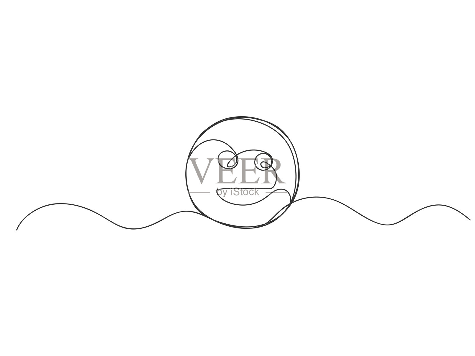 笑脸连续单线画孤立矢量插图。插画图片素材