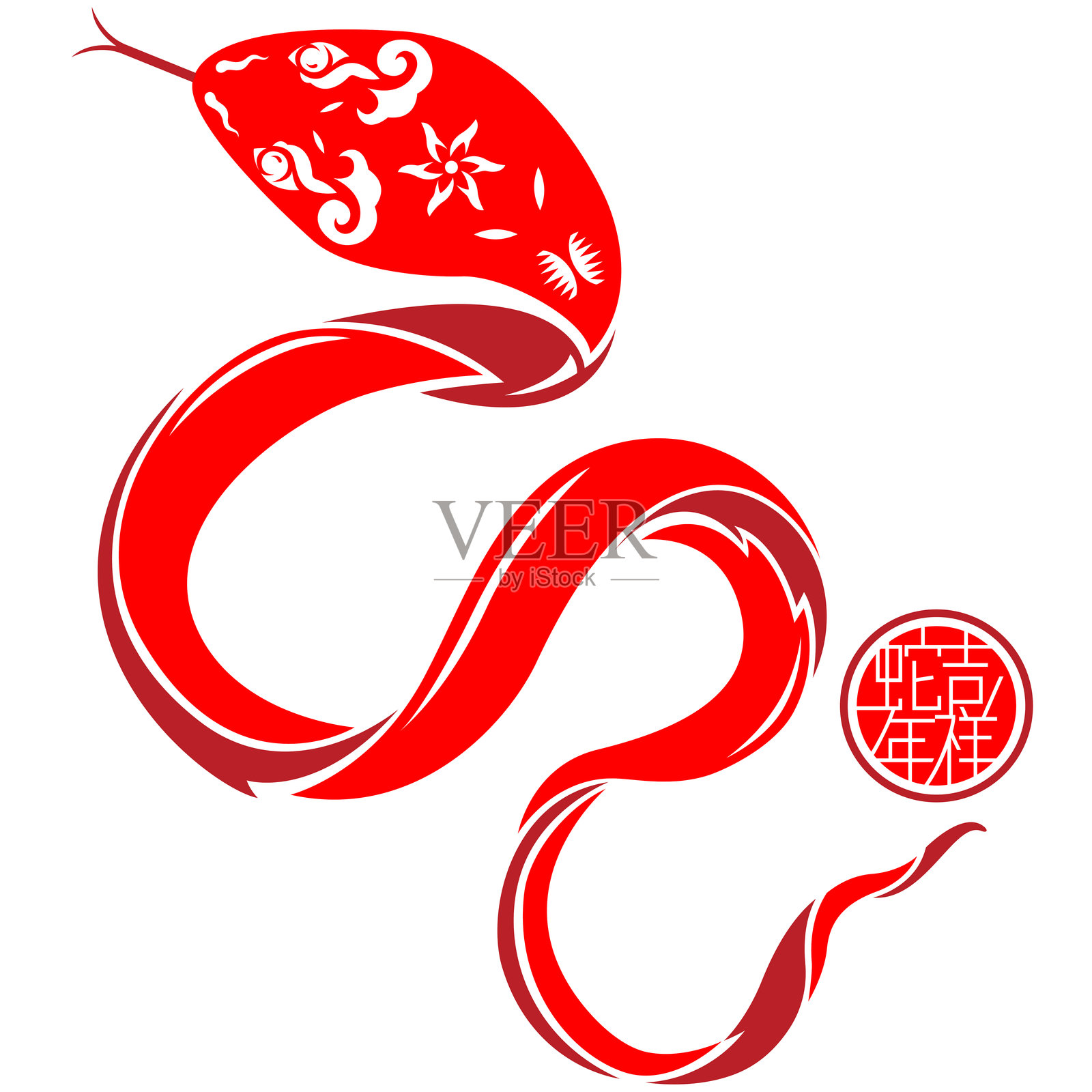 中式蛇插画插画图片素材
