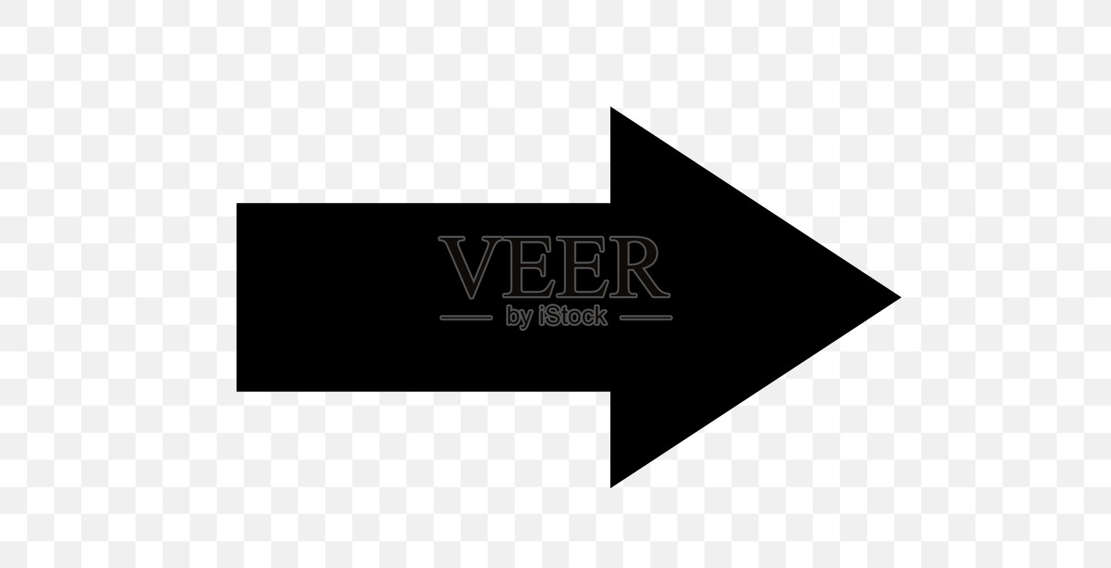 醒目的黑色箭头图标 - 透明背景上的简单向右方向符号插画图片素材