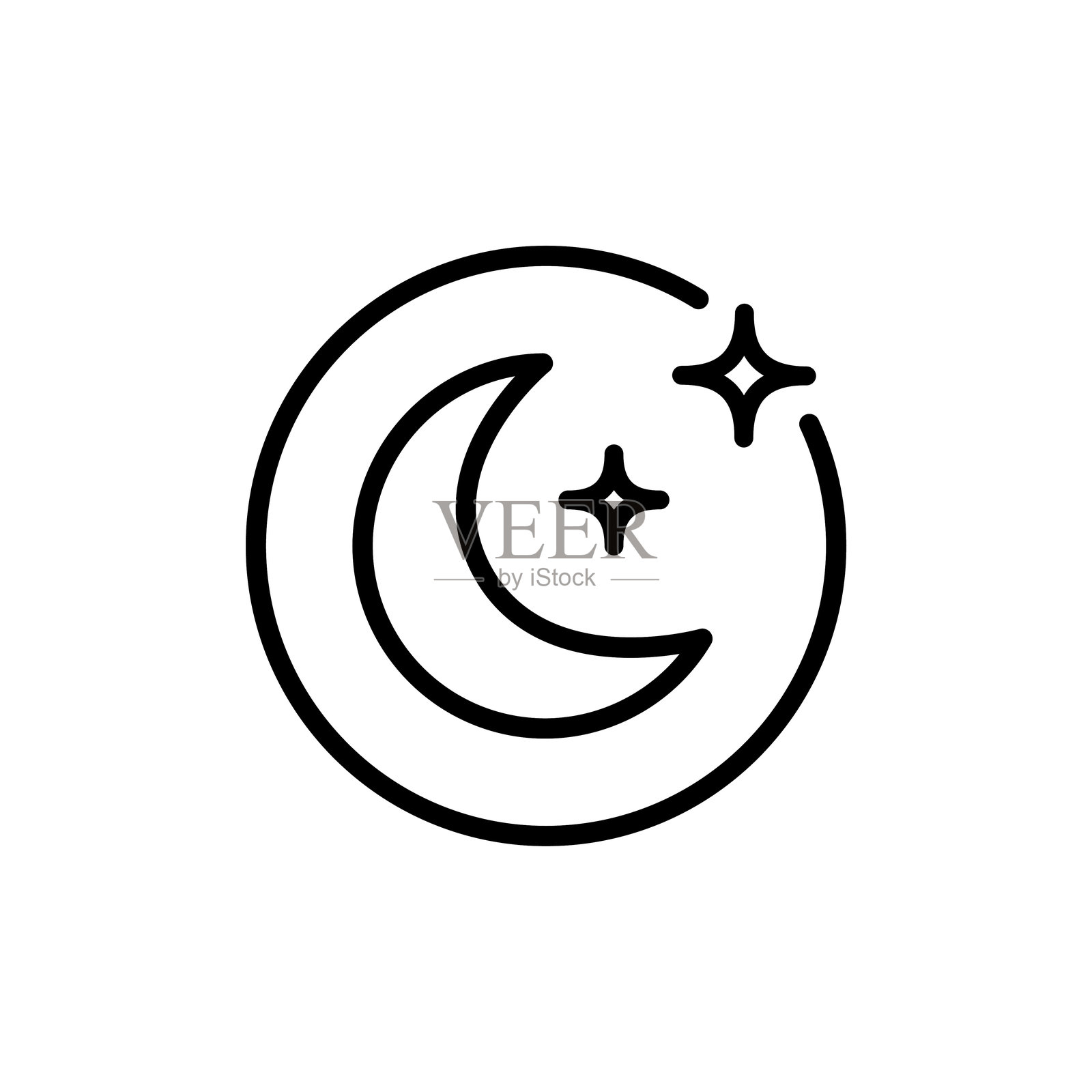 月亮和星星的标志。优质矢量符号绘制月亮图标概念为您的标志网络移动应用程序的UI设计插画图片素材