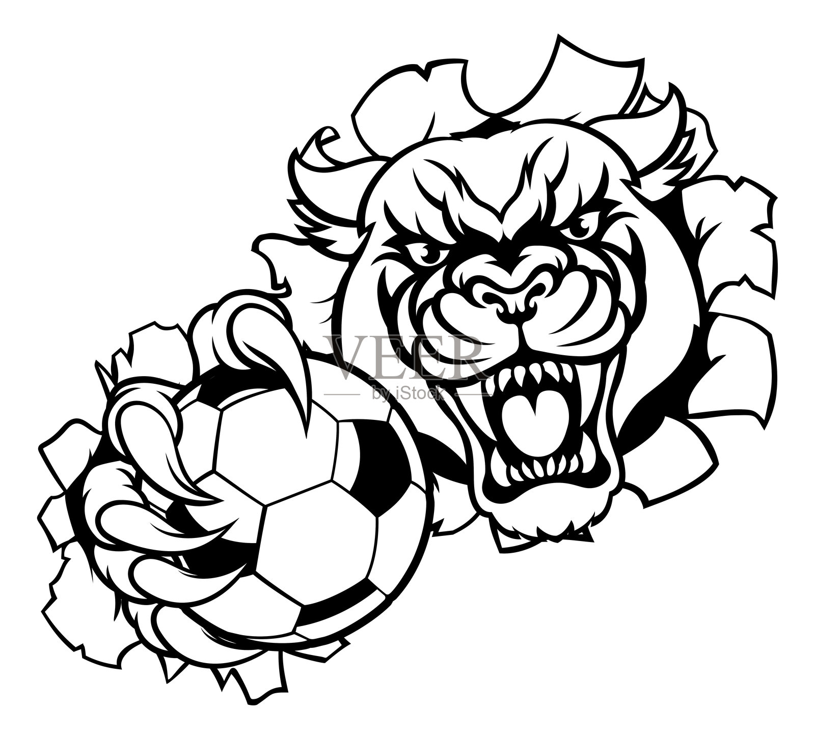 美洲豹美洲狮美洲豹猫足球吉祥物插画图片素材