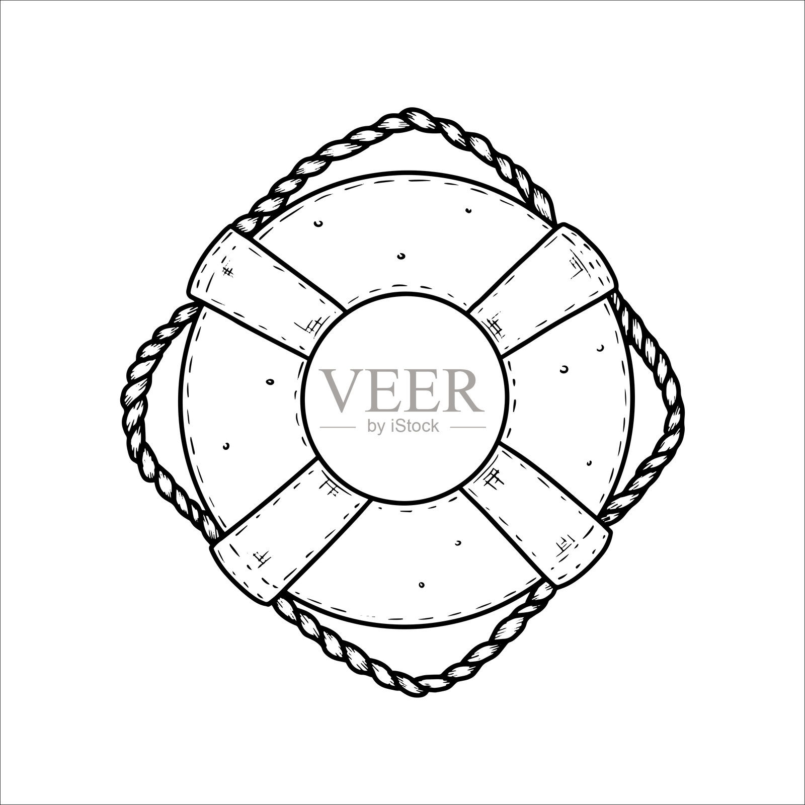 手绘救生圈,海洋收集,矢量插图插画图片素材