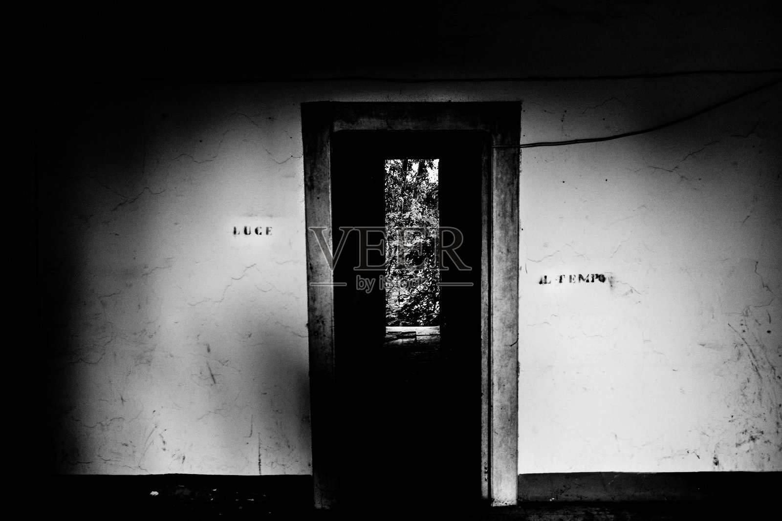 一所废弃的鬼屋的前门照片摄影图片