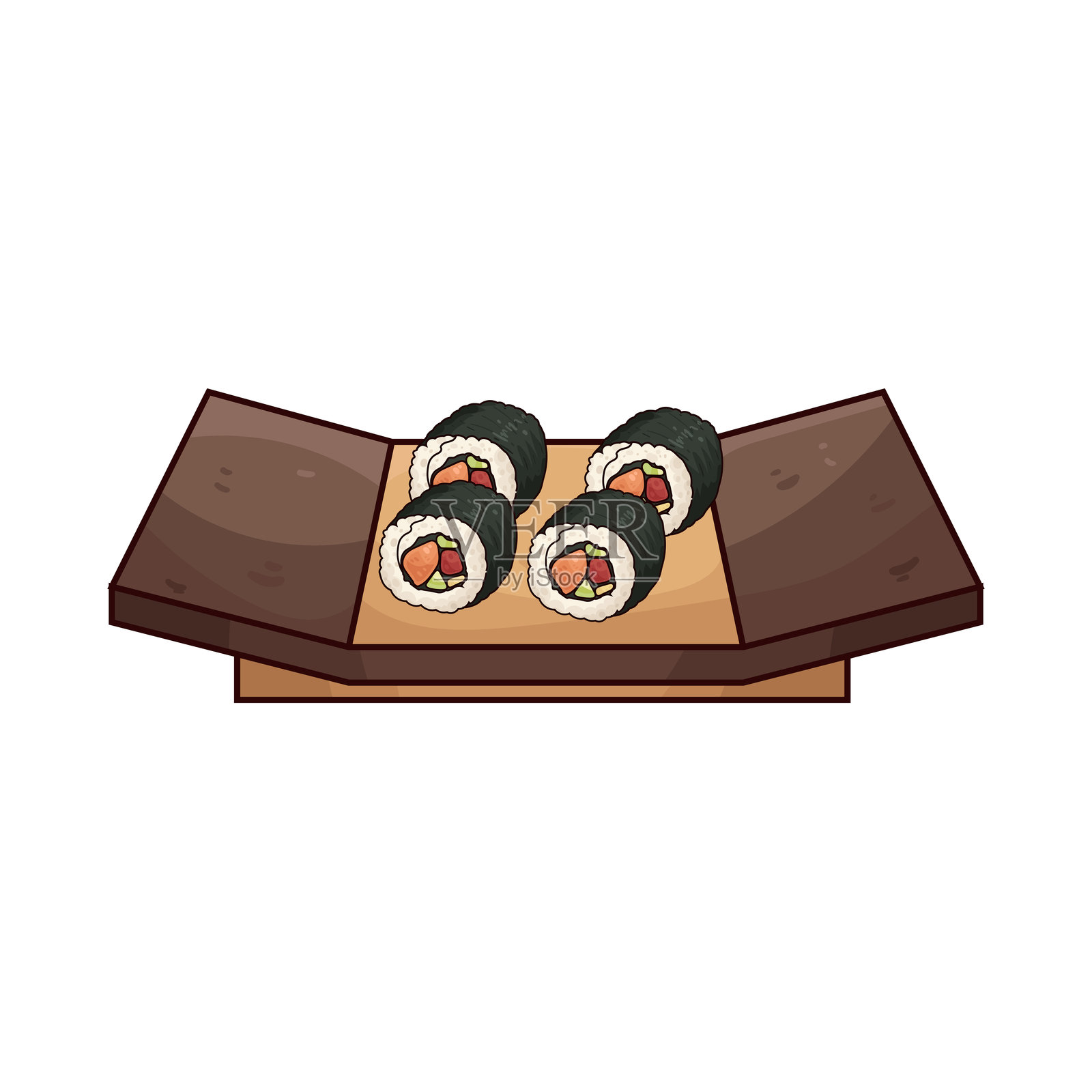 装盘寿司卷插画图片素材