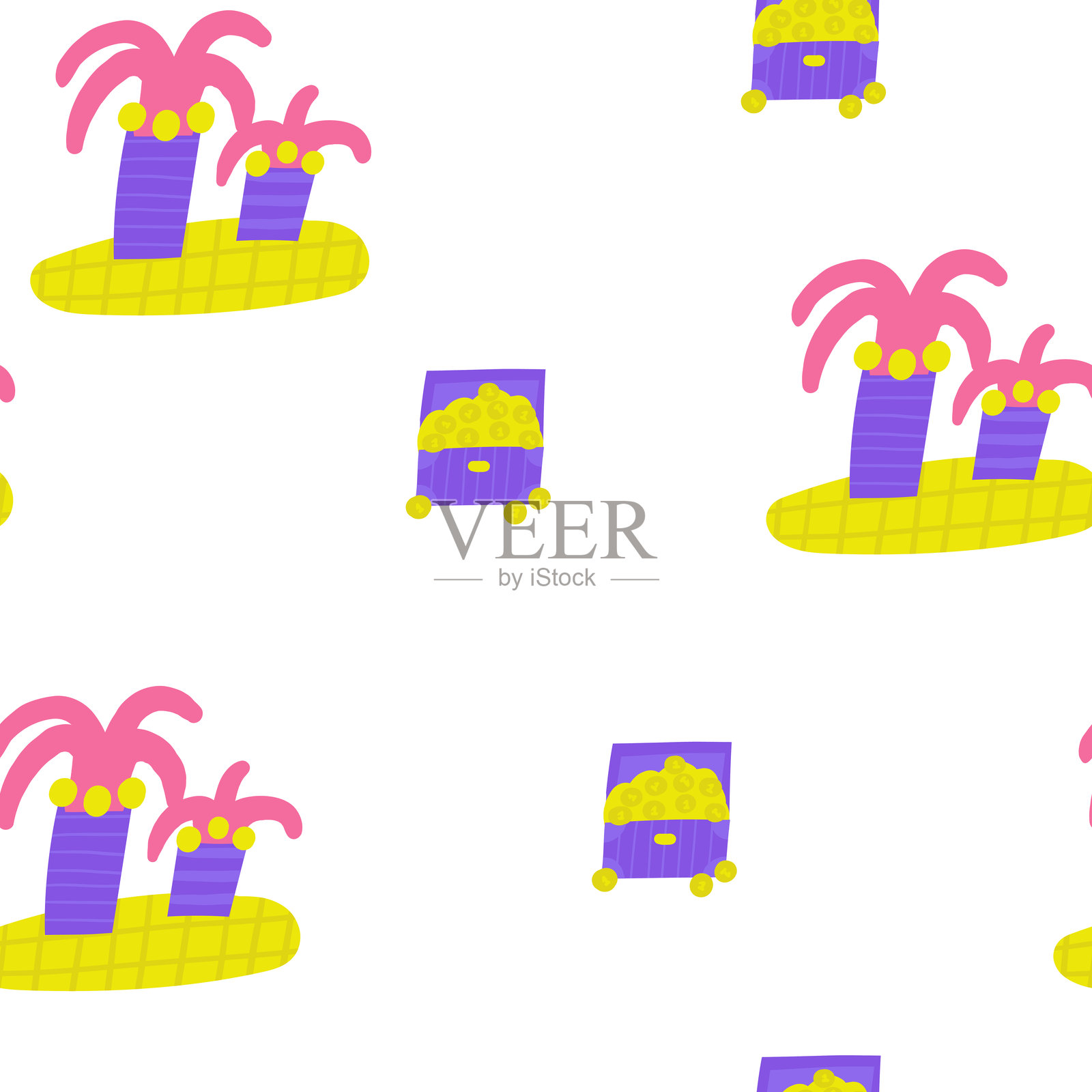 加勒比海盗海上航海可爱无缝图案插画图片素材