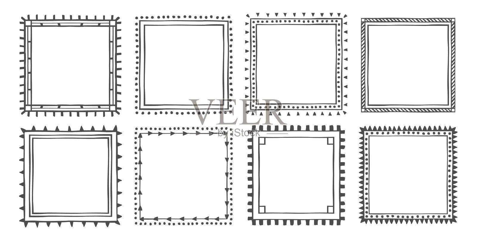 手绘涂鸦线性装饰框架插画图片素材