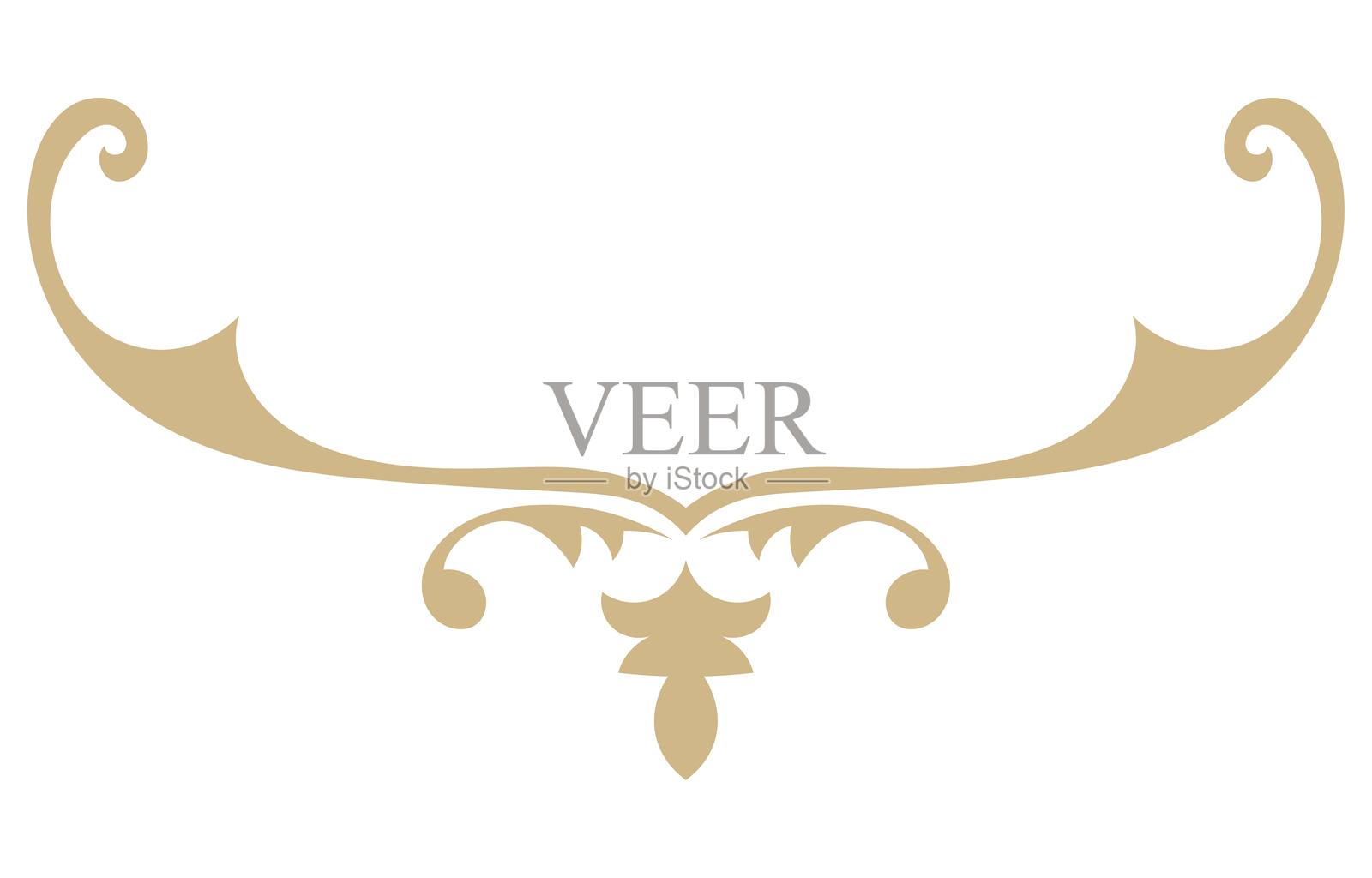 金色抽象复古曲线的边界线图形元素插画图片素材