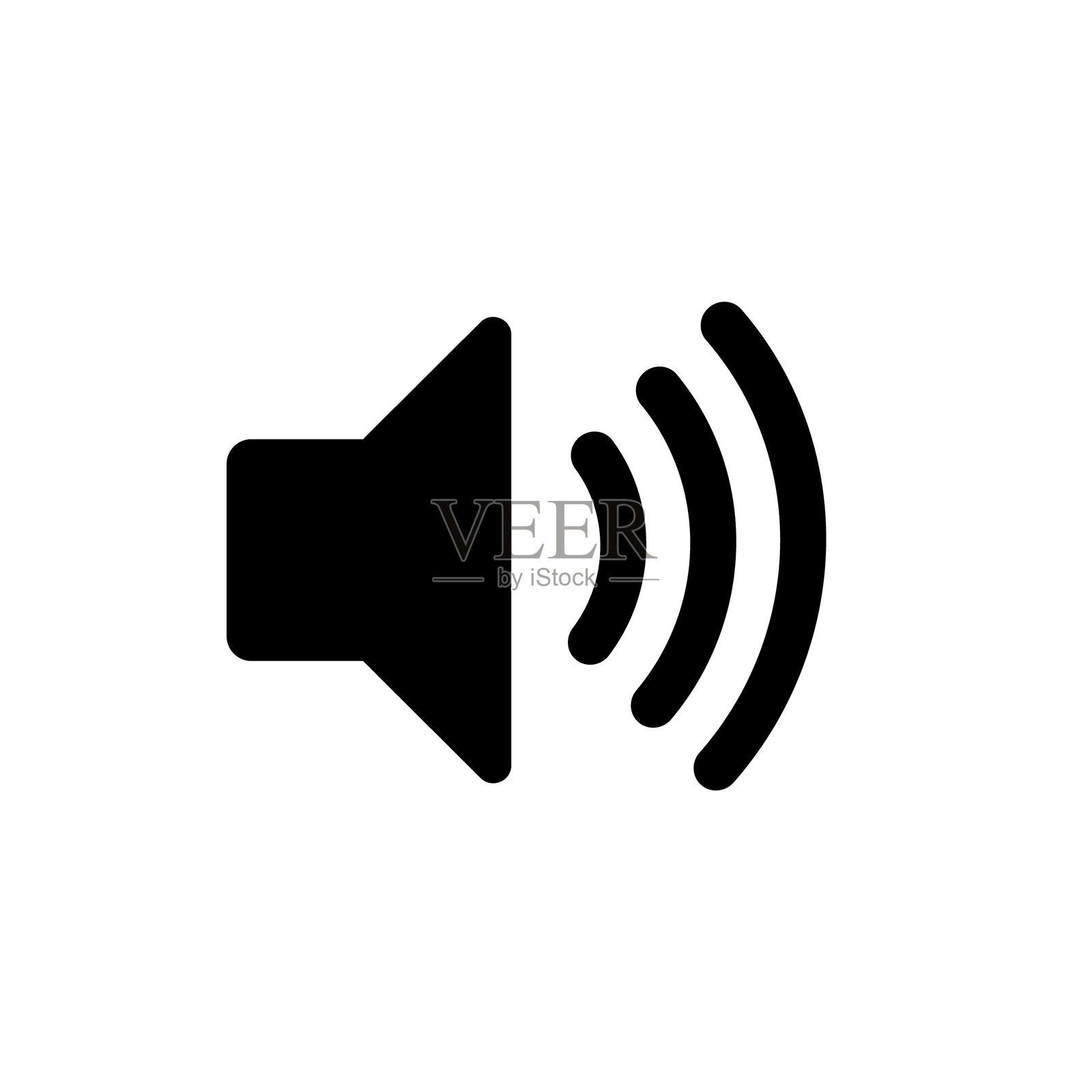 简单的扬声器音量图标与声波插画图片素材