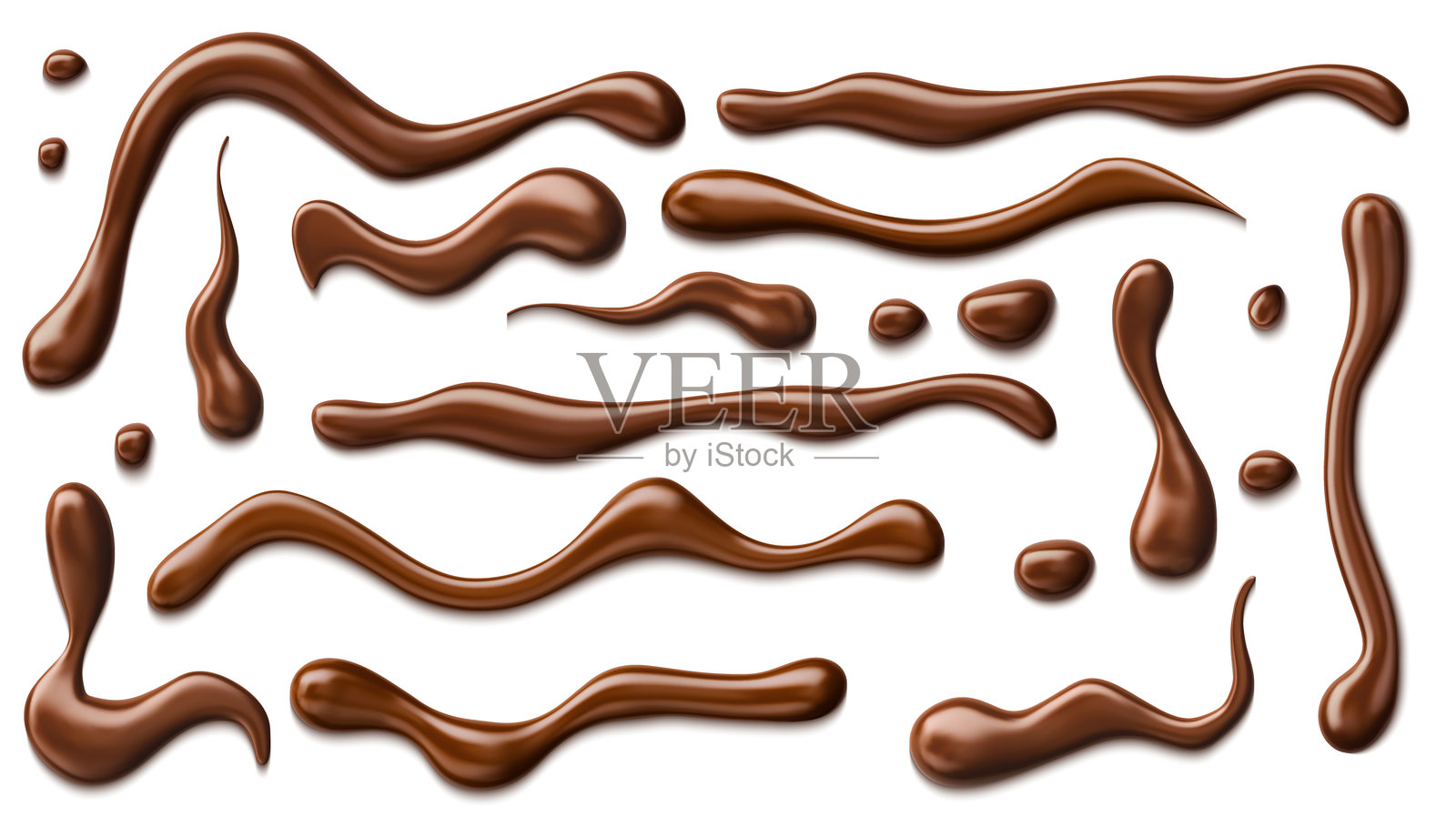 白色背景上的巧克力滴。向量现实插画图片素材