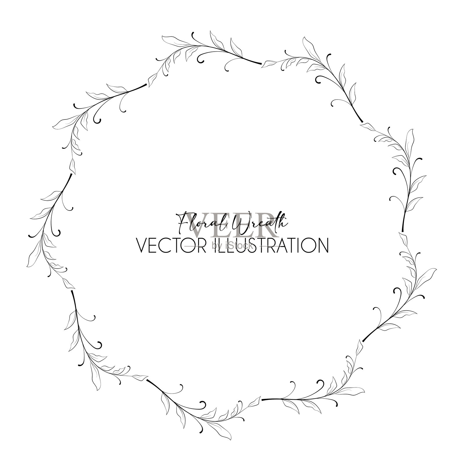 一个华丽的叶子花环,将看起来可爱的婚礼请柬,卡片和标志的装饰元素。插画图片素材