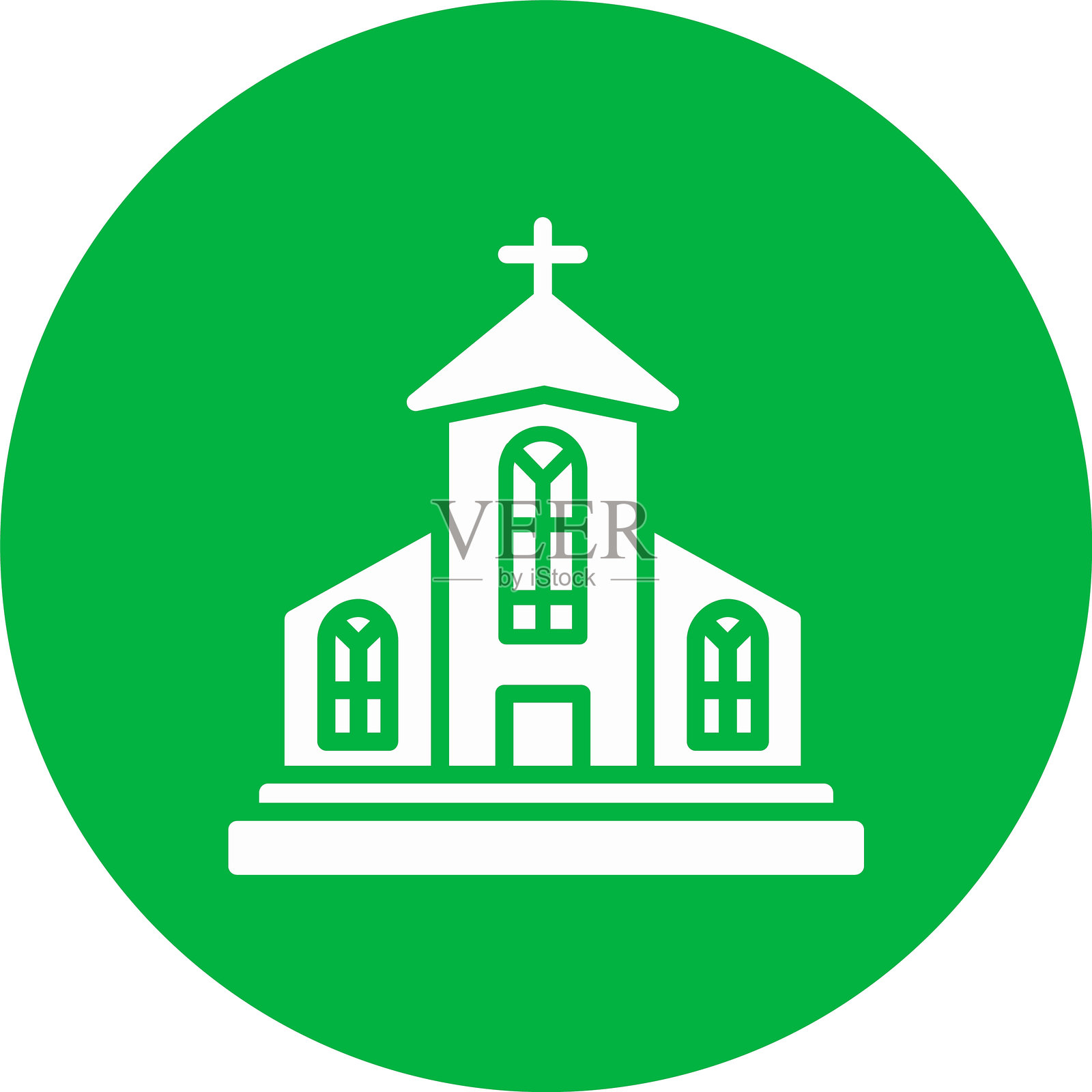 教堂象形文字圆圈图标插画图片素材