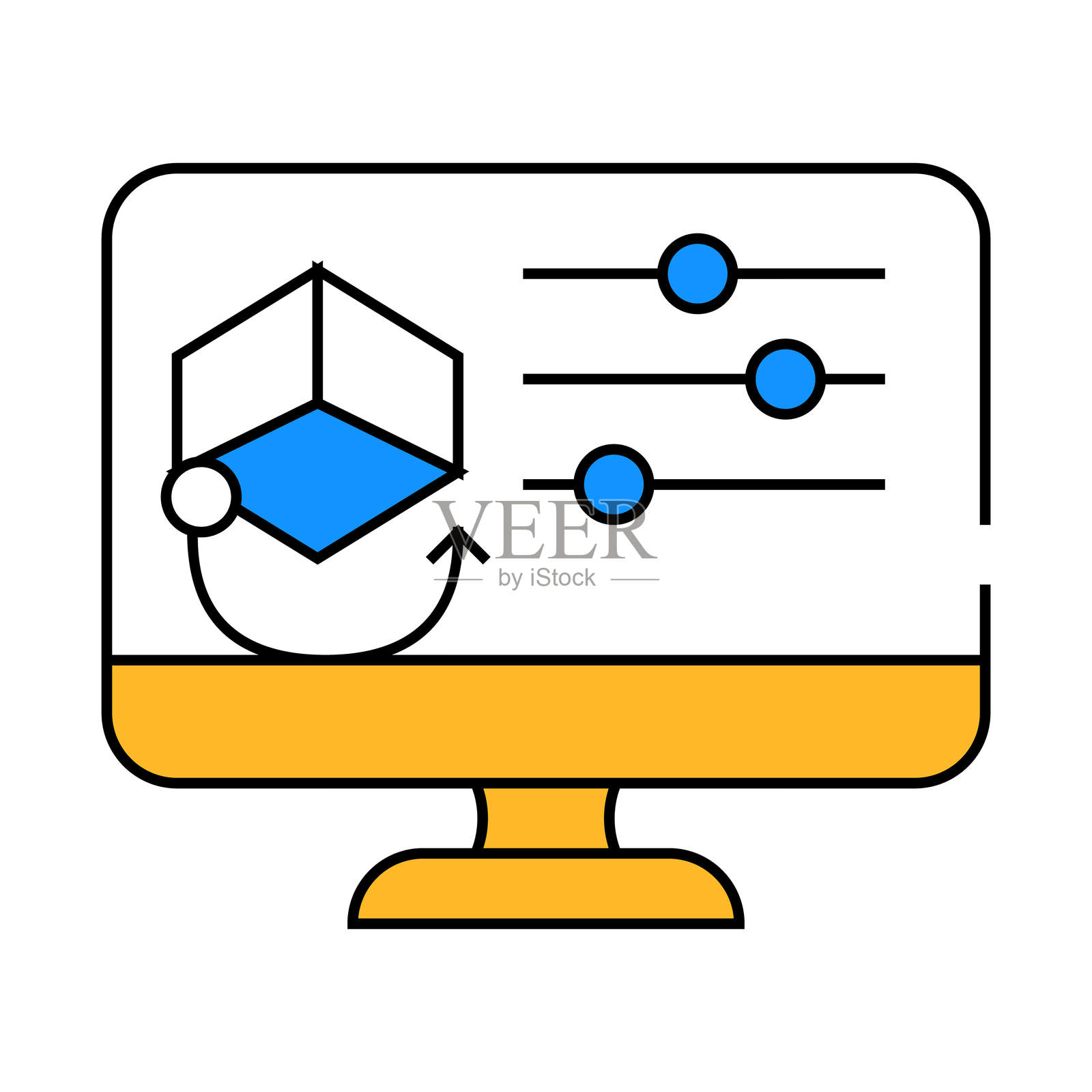 3d对象设置图标颜色说明插画图片素材