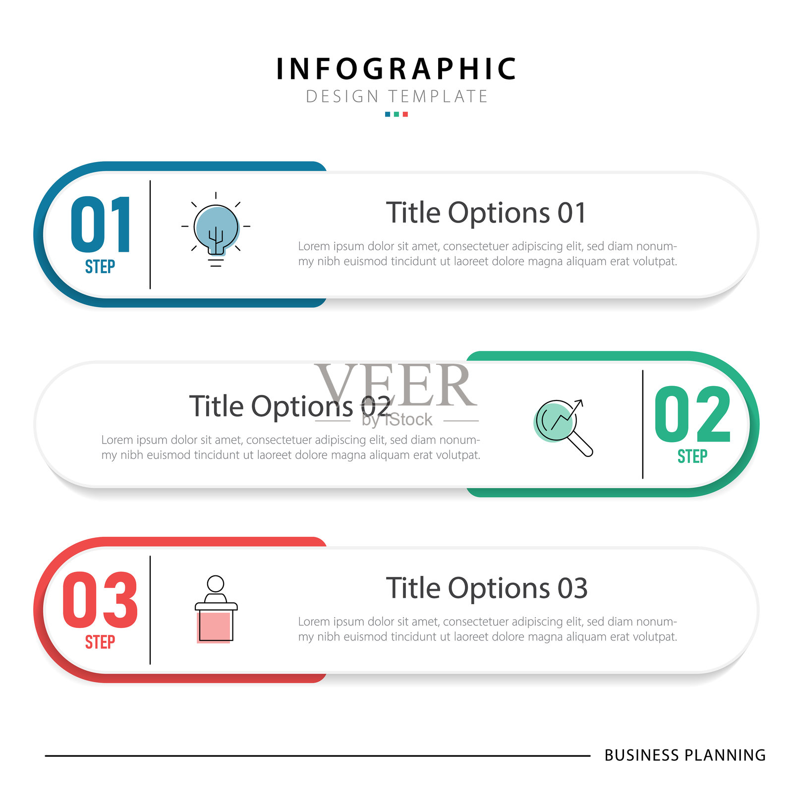 业务信息图表模板。3步时间线旅程。插画图片素材