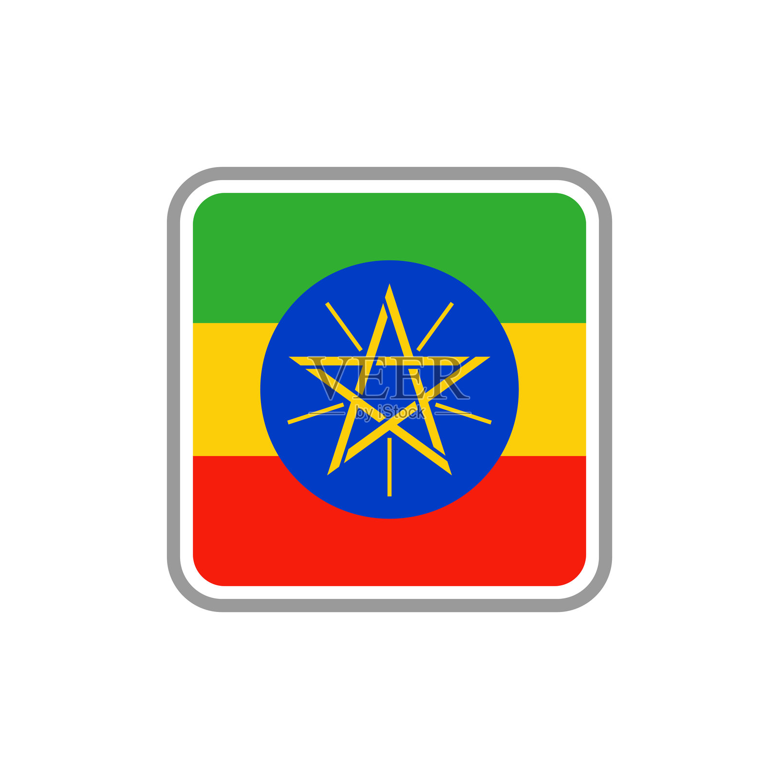 埃塞俄比亚-国旗广场平面图标。插画图片素材