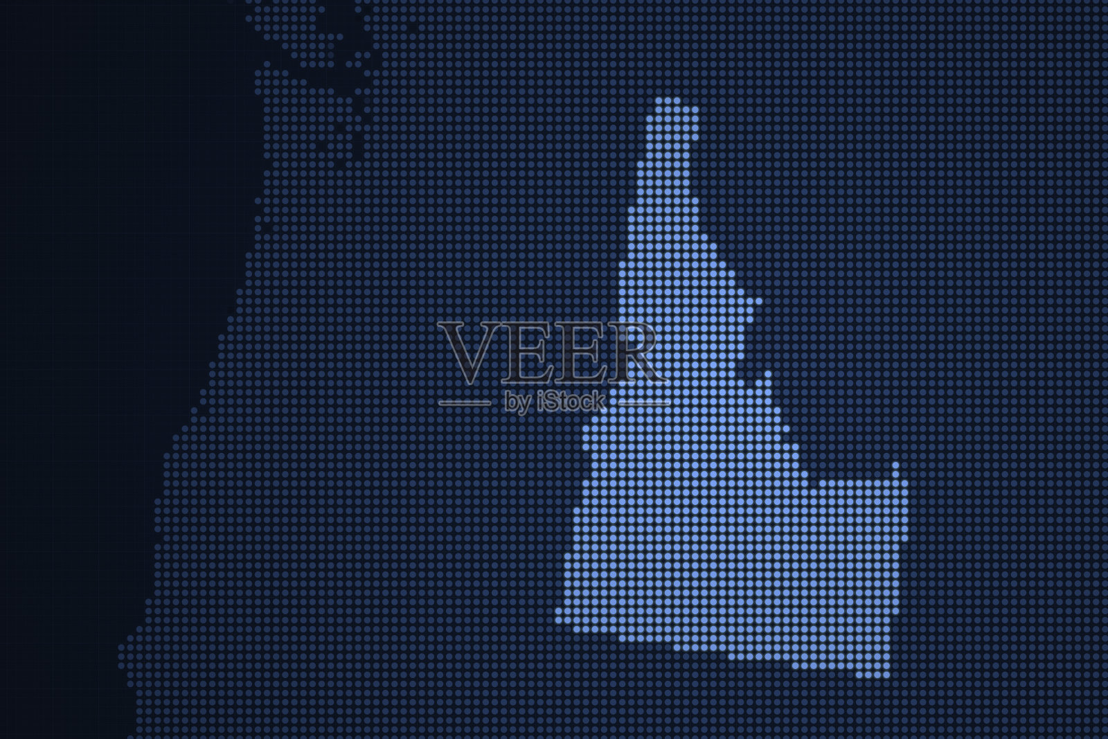 美国地图系列,爱达荷州,蓝色LED效果插画图片素材