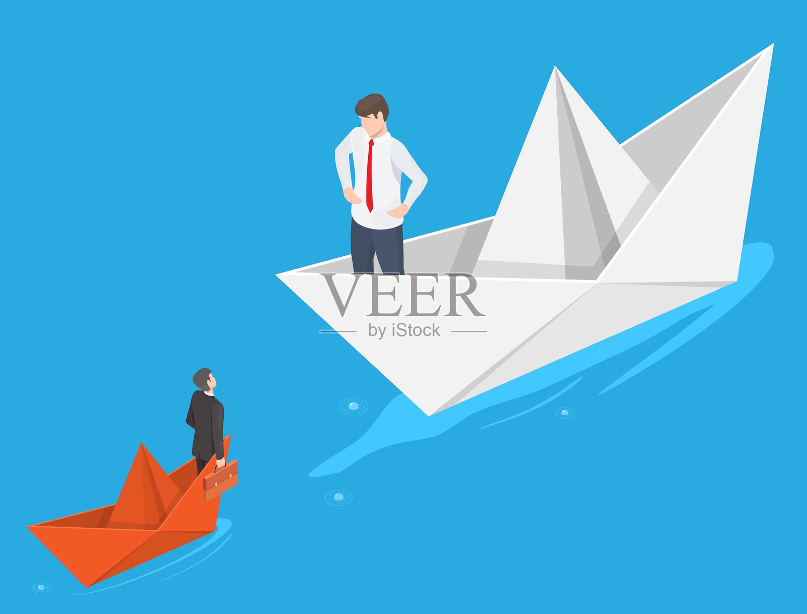 大小企业竞争对手等距矢量插图插画图片素材