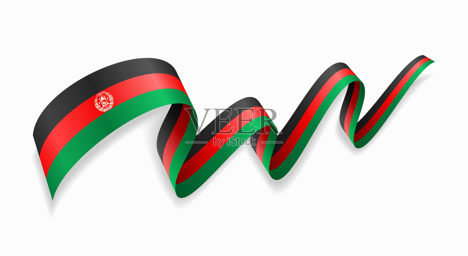 阿富汗国旗波浪抽象背景。矢量插图。插画图片素材