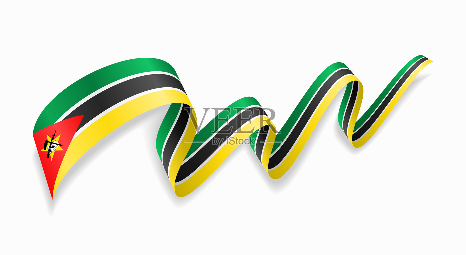 莫桑比克国旗波浪抽象背景。矢量插图。插画图片素材