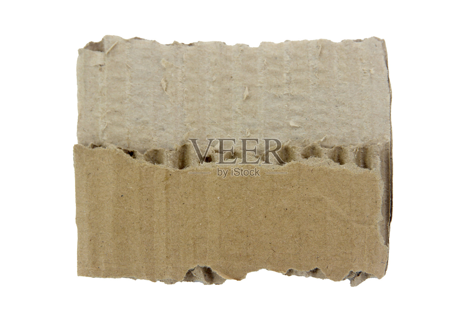 棕色的撕纸边缘纸板纹理隔离在白色背景与剪切路径。照片摄影图片