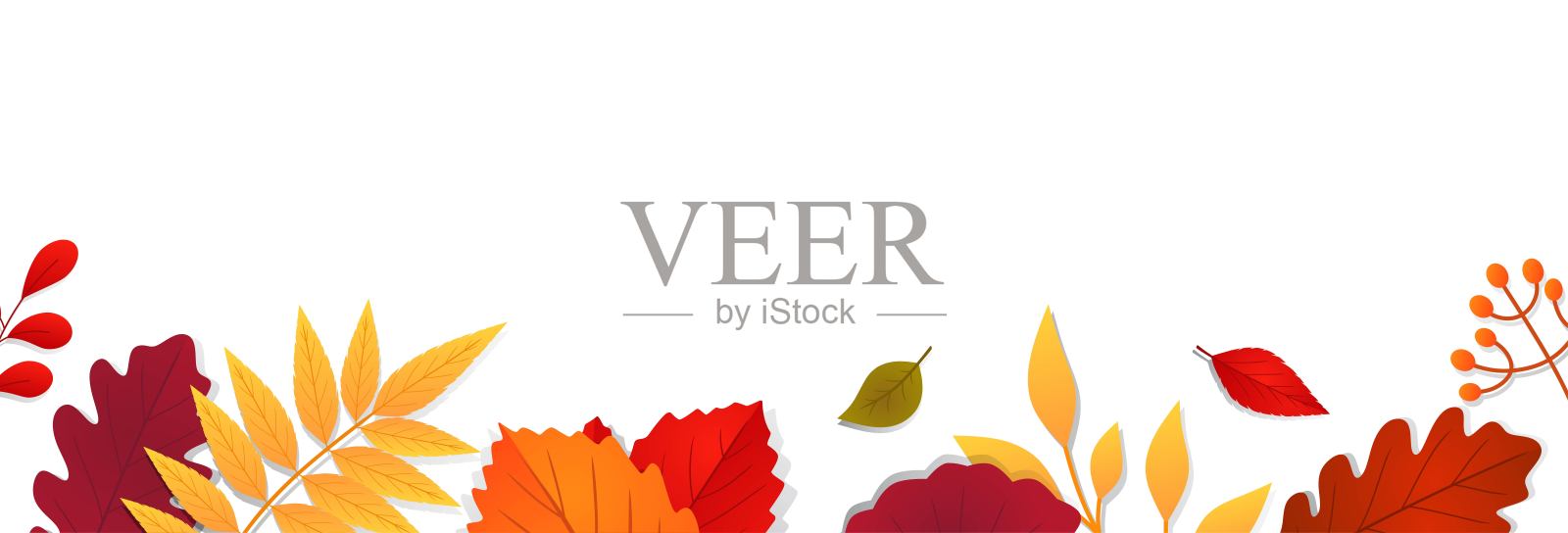 秋天的背景与色彩缤纷的秋叶框架和复制空间。向量插画图片素材