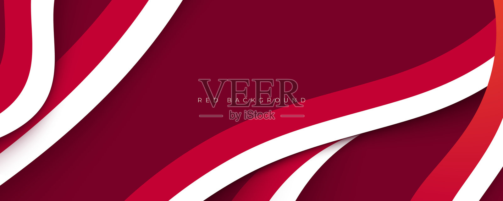 摘要三维剪纸背景红白波浪层设计矢量插画图片素材