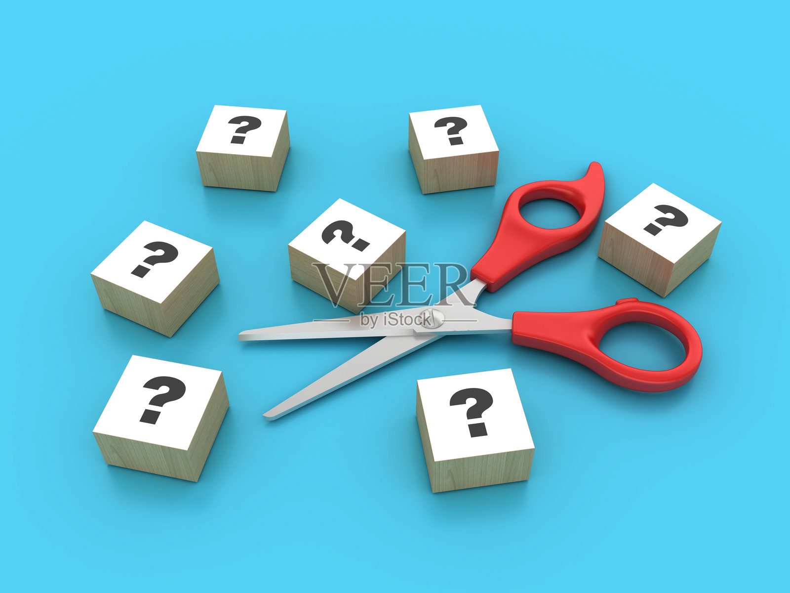 剪刀问号积木照片摄影图片