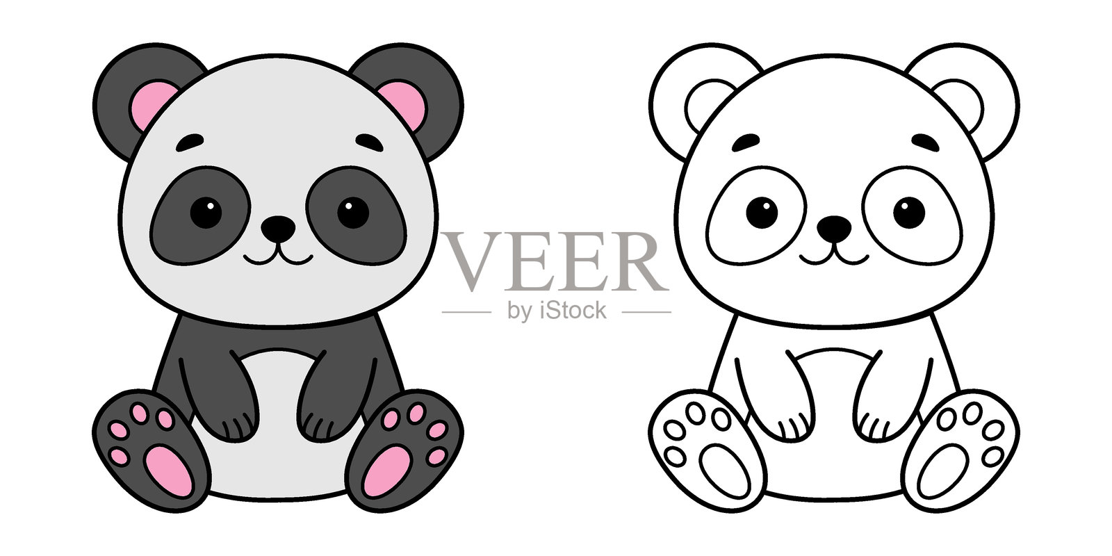 可爱的熊猫。给孩子们涂色。矢量图插画图片素材