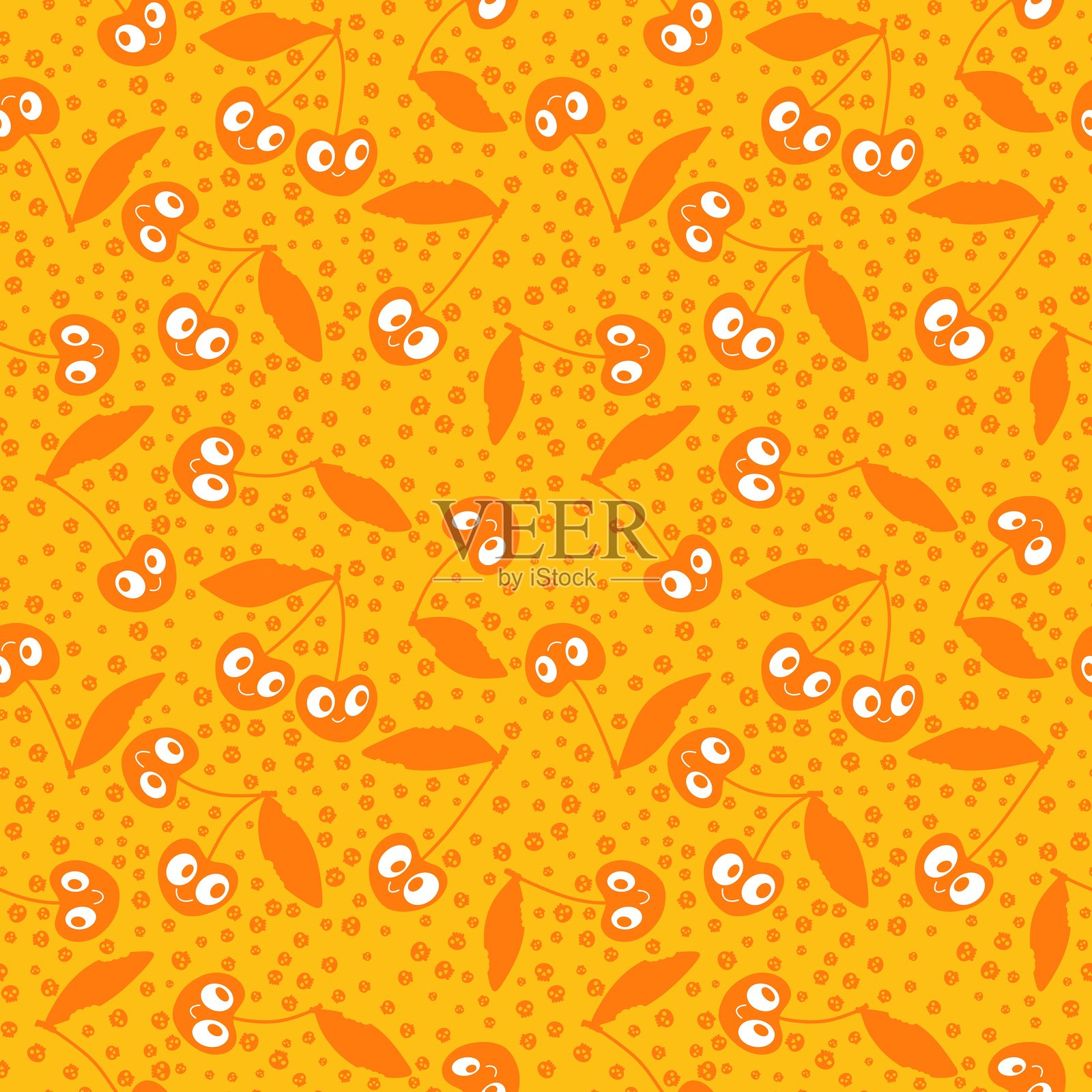 水果万圣节无缝图案用于织物和纺织品及包装插画图片素材