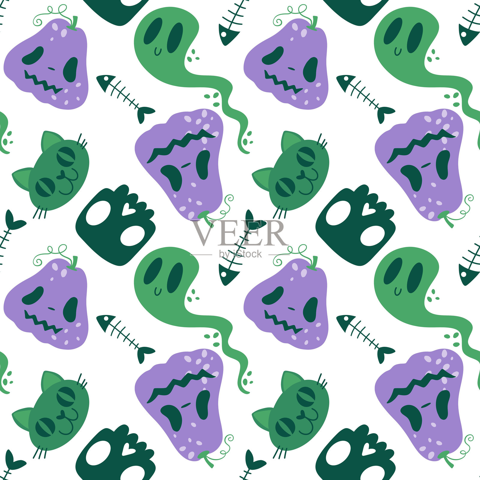 万圣节无缝南瓜图案用于织物和纺织品及包装插画图片素材