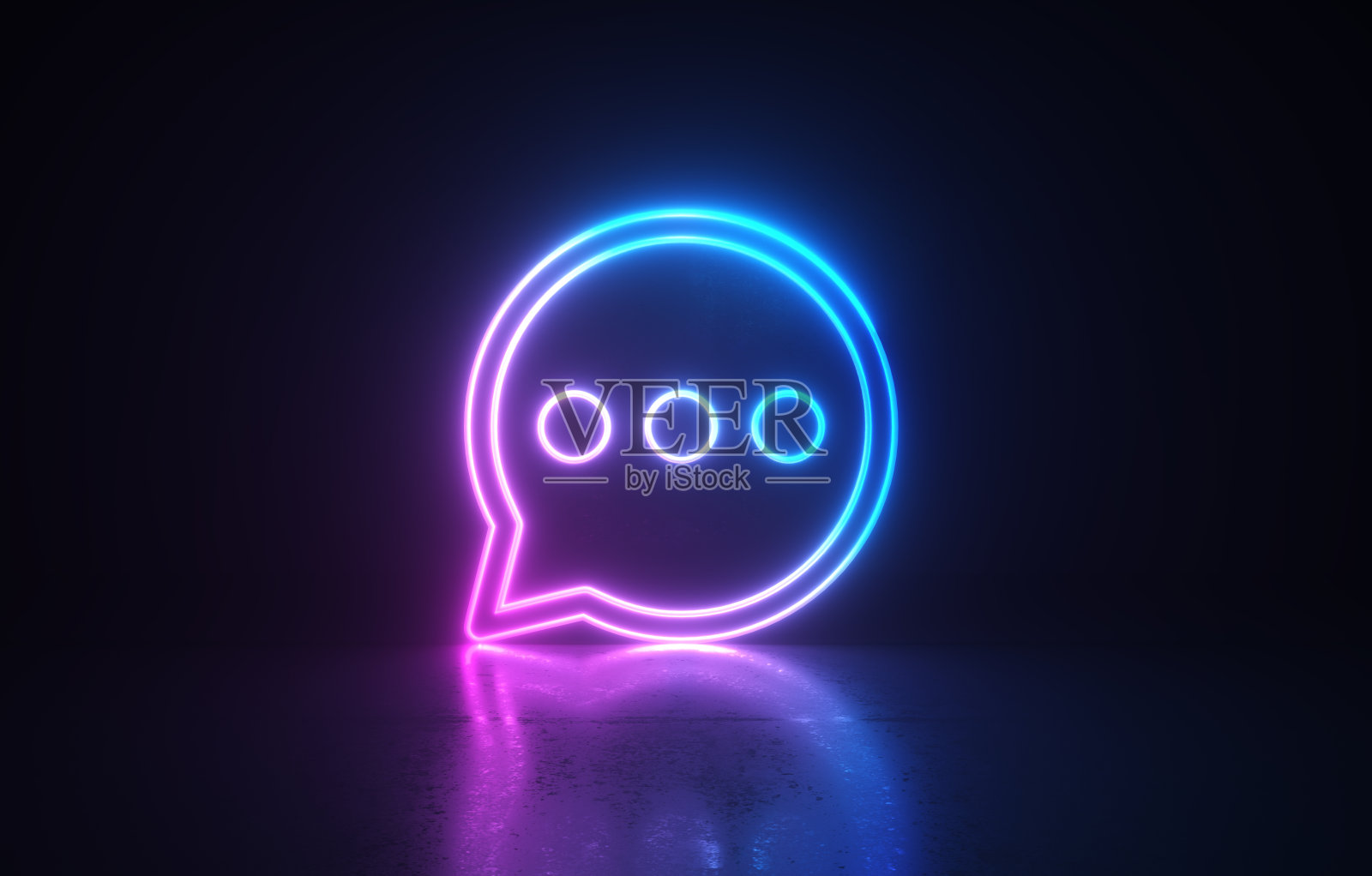 霓虹语音气泡符号黑色背景照片摄影图片