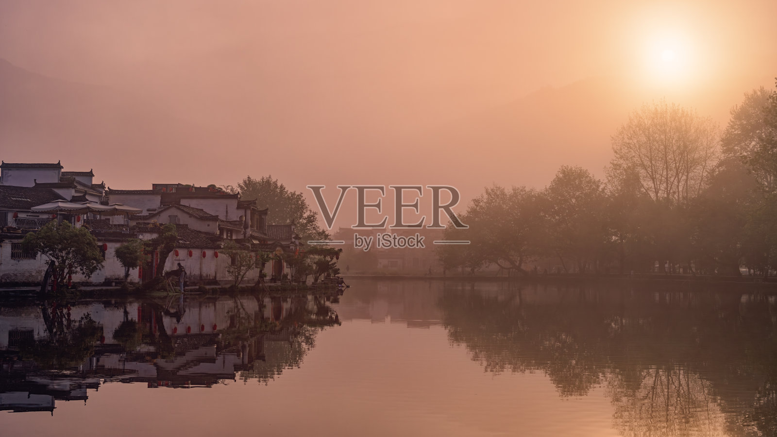 中国安徽省宜县宏村风景区风景照片摄影图片