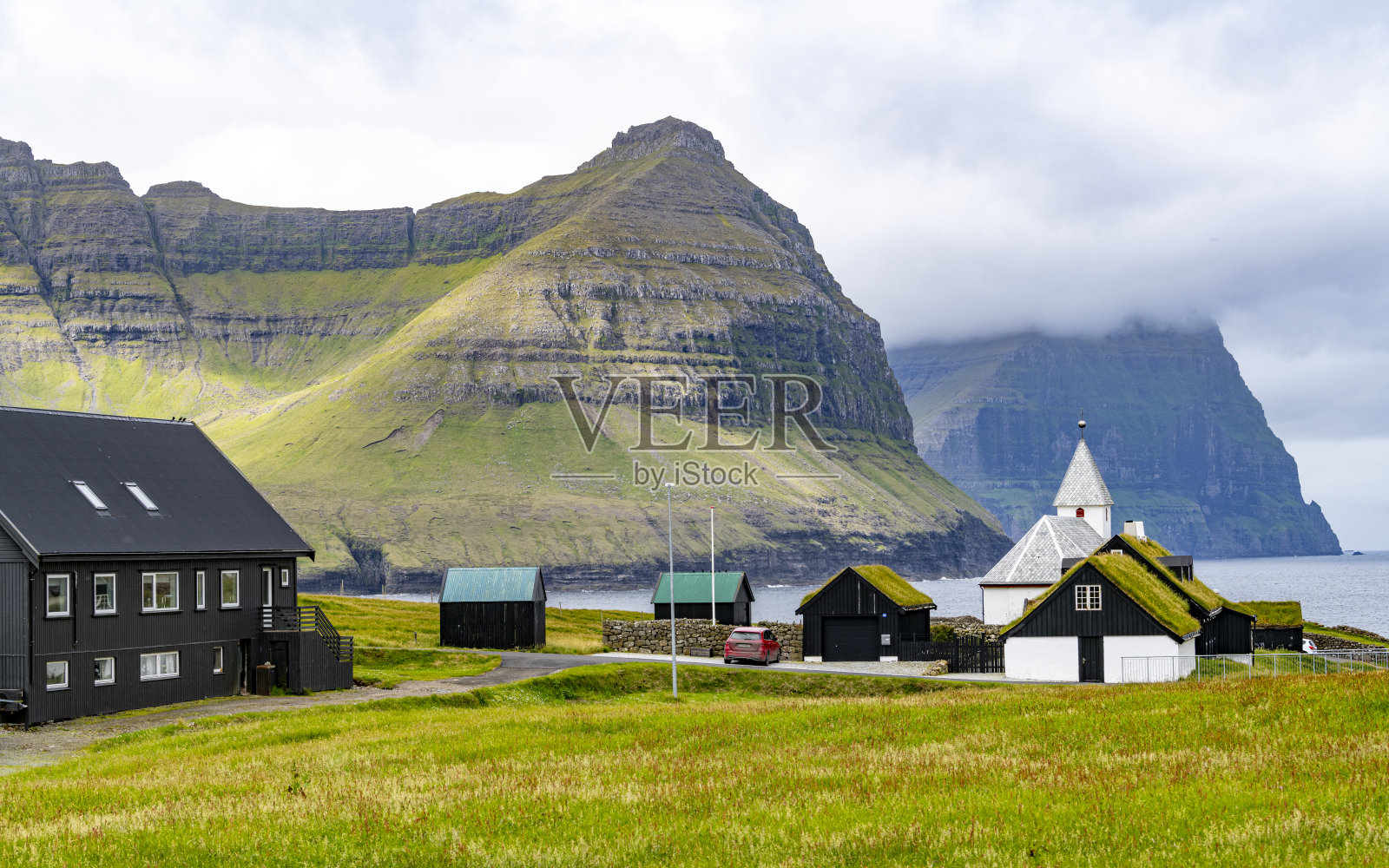 vii & arei & i:法罗群岛最北端的定居点,位于vii & oy岛上。照片摄影图片