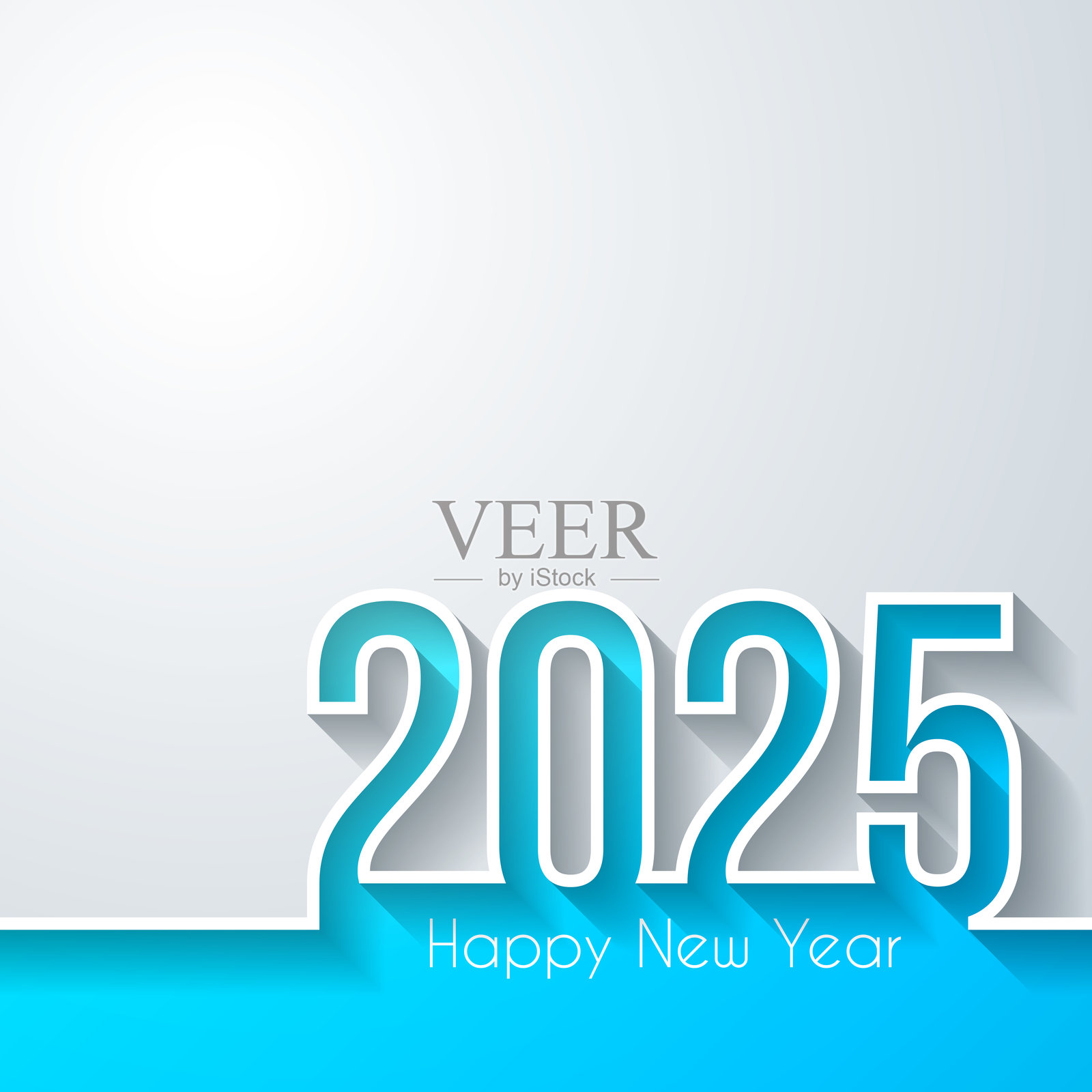 2025年新年快乐-白色背景插画图片素材