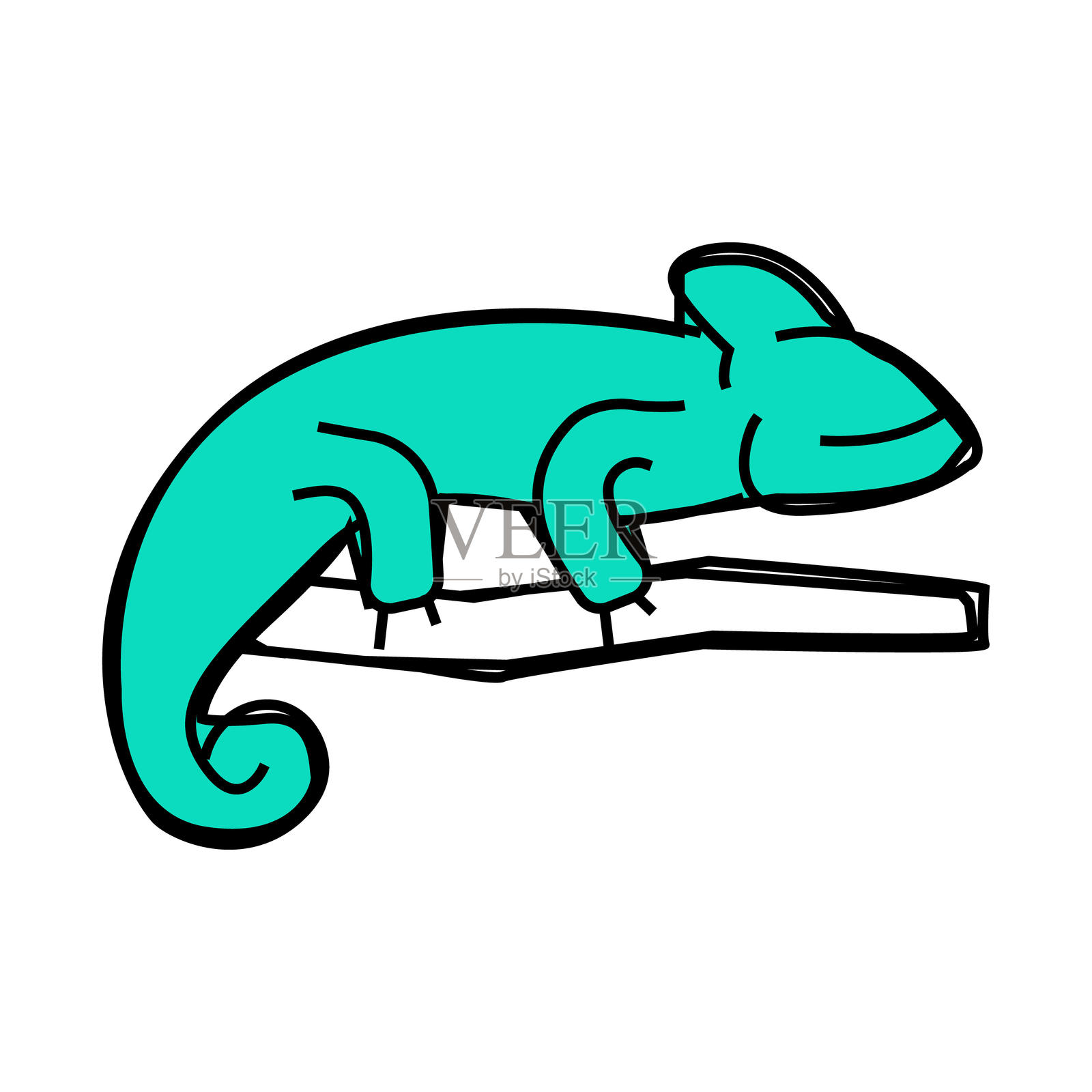 变色龙动物图标彩色插图插画图片素材