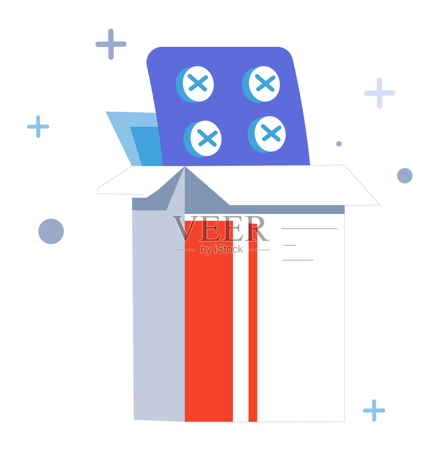 盒装医用胶囊包装插画图片素材