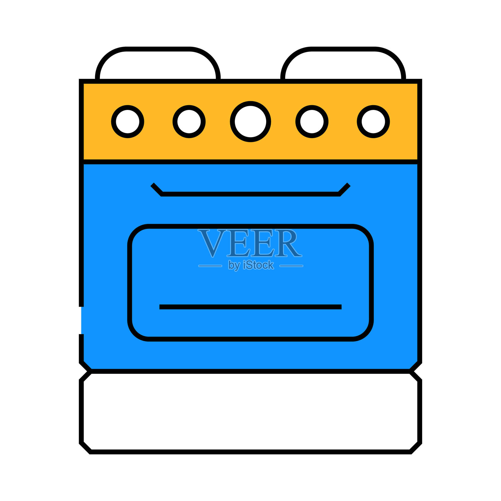 烤箱厨房电器图标彩色插图插画图片素材