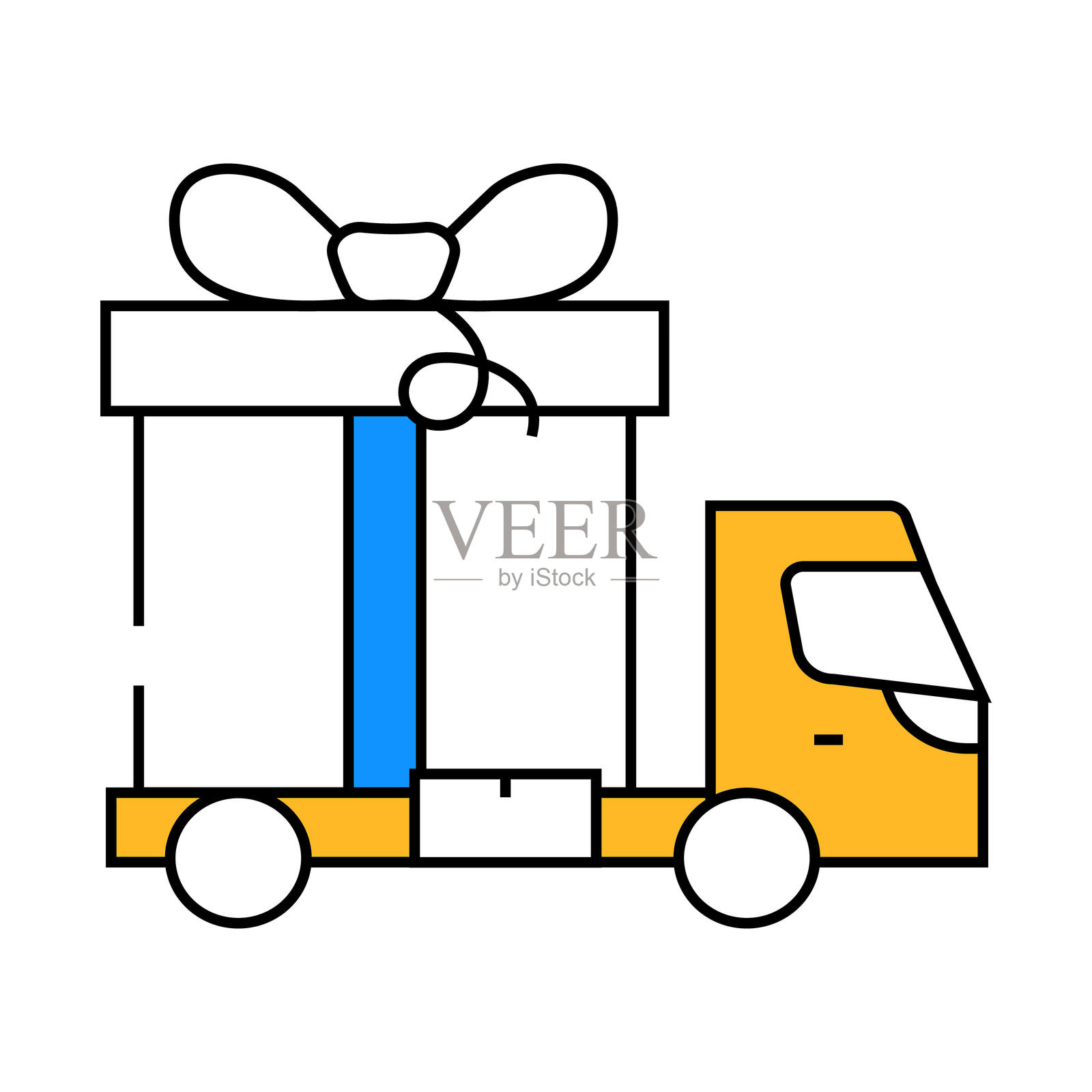 卡车载礼物图标彩色插图插画图片素材