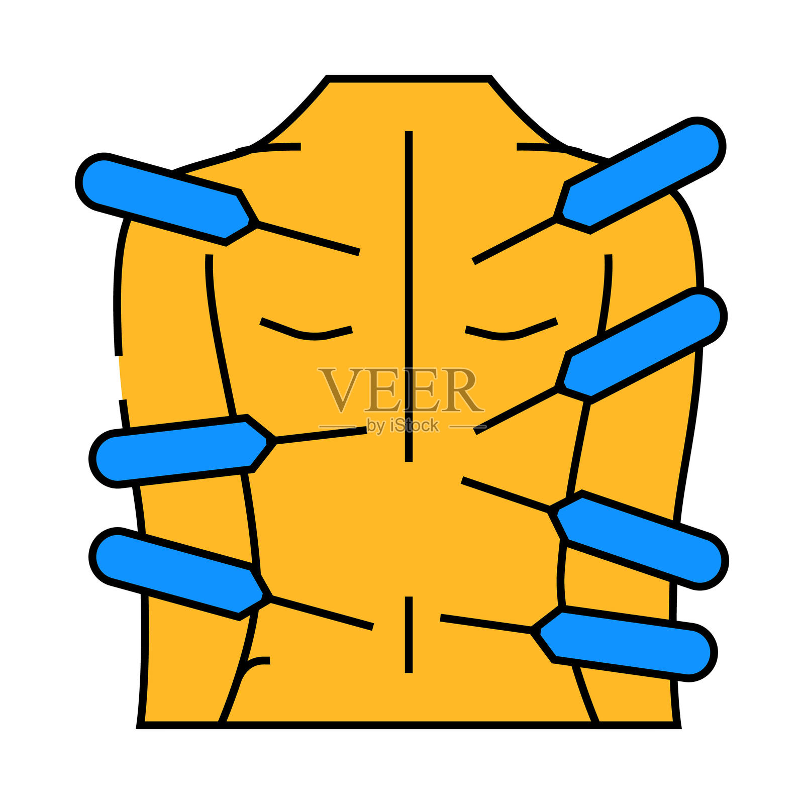 针灸东方按摩图标彩色插图插画图片素材