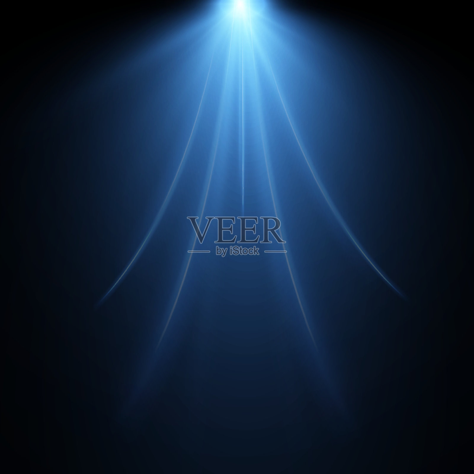 光效为蓝光发光。太阳耀斑。发光效果。星光闪烁。插画图片素材