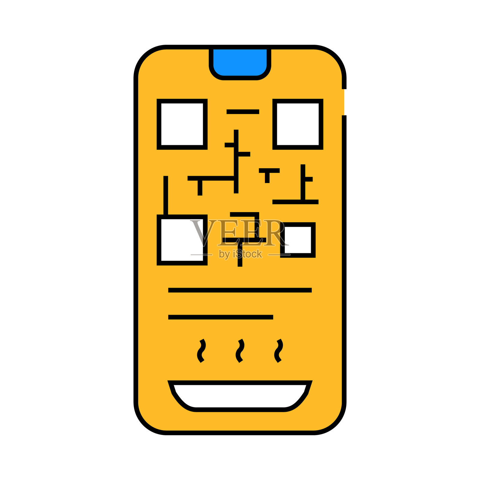 Qr码领取食物在食堂图标彩色插图插画图片素材