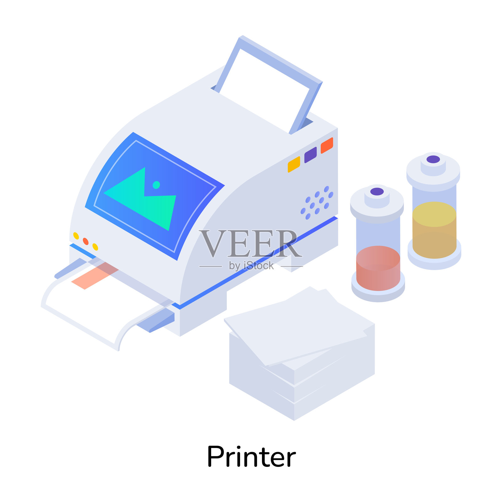 打印机的等距样式图标插画图片素材