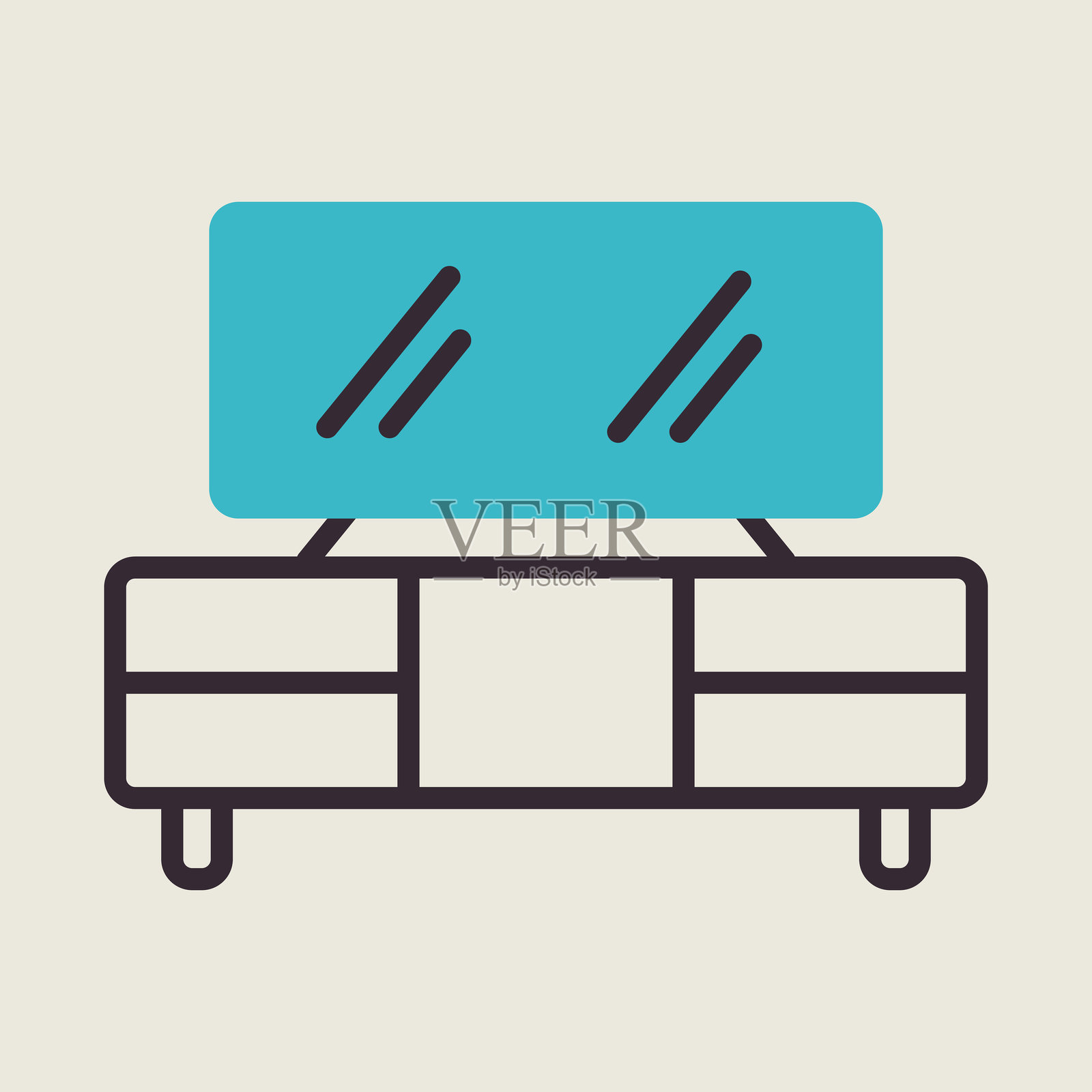 电视站矢量图标。家具的迹象插画图片素材