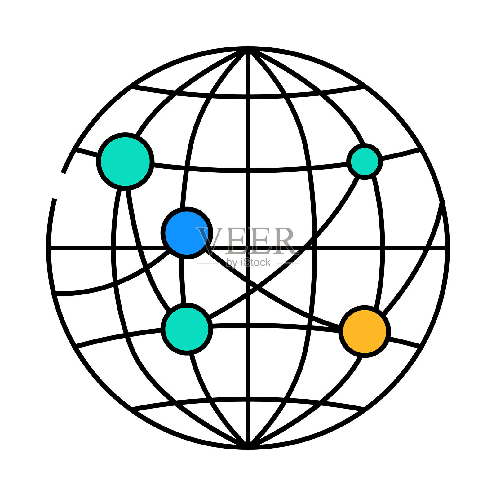 国际物流业务图标彩色插图插画图片素材